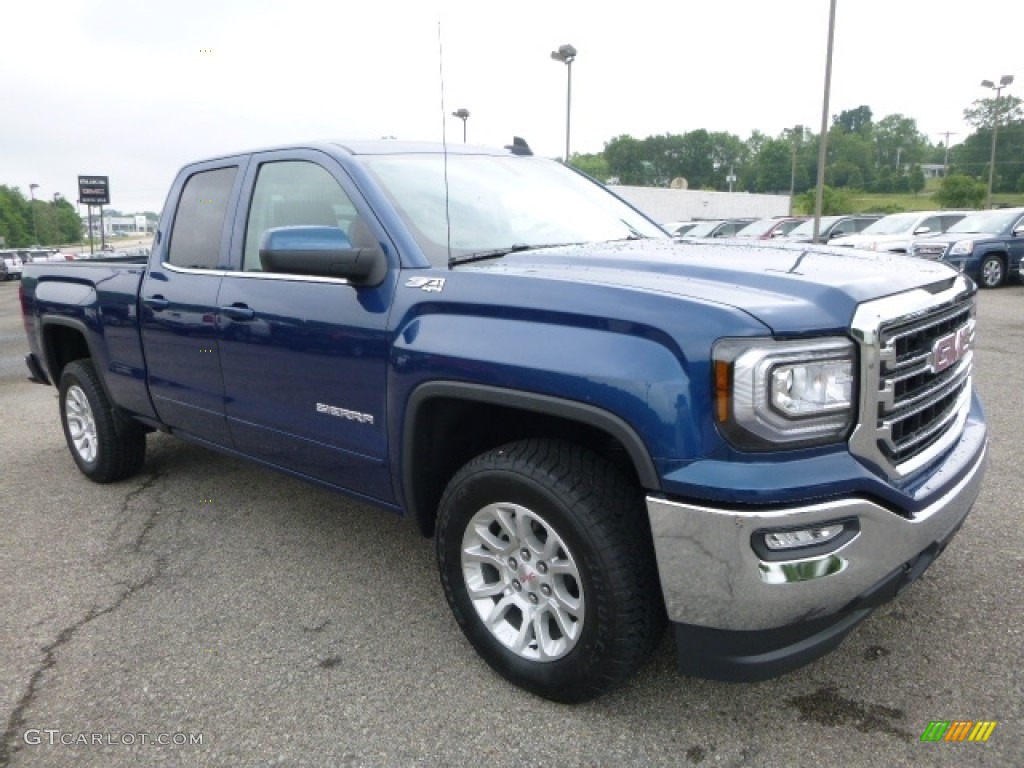 2016 Sierra 1500 SLE Double Cab 4WD - Stone Blue Metallic / Jet Black photo #12