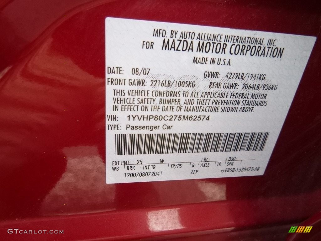 2007 MAZDA6 i Sport Sedan - Redfire Metallic / Black photo #15