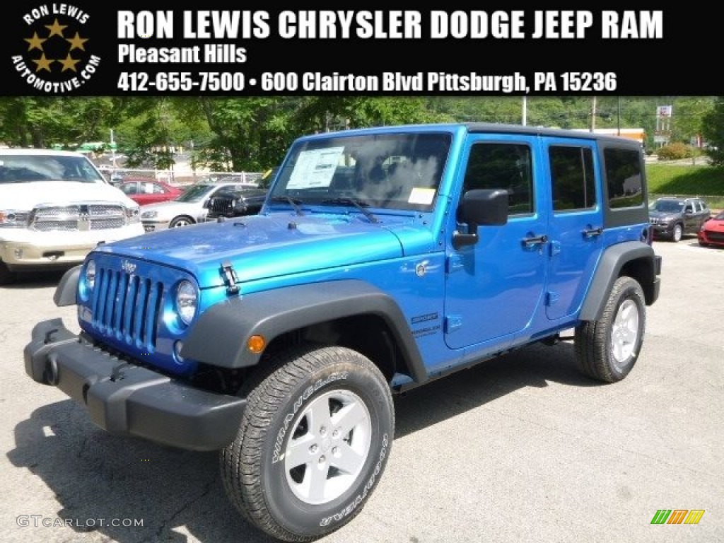 2016 Wrangler Unlimited Sport 4x4 - Hydro Blue Pearl / Black photo #1