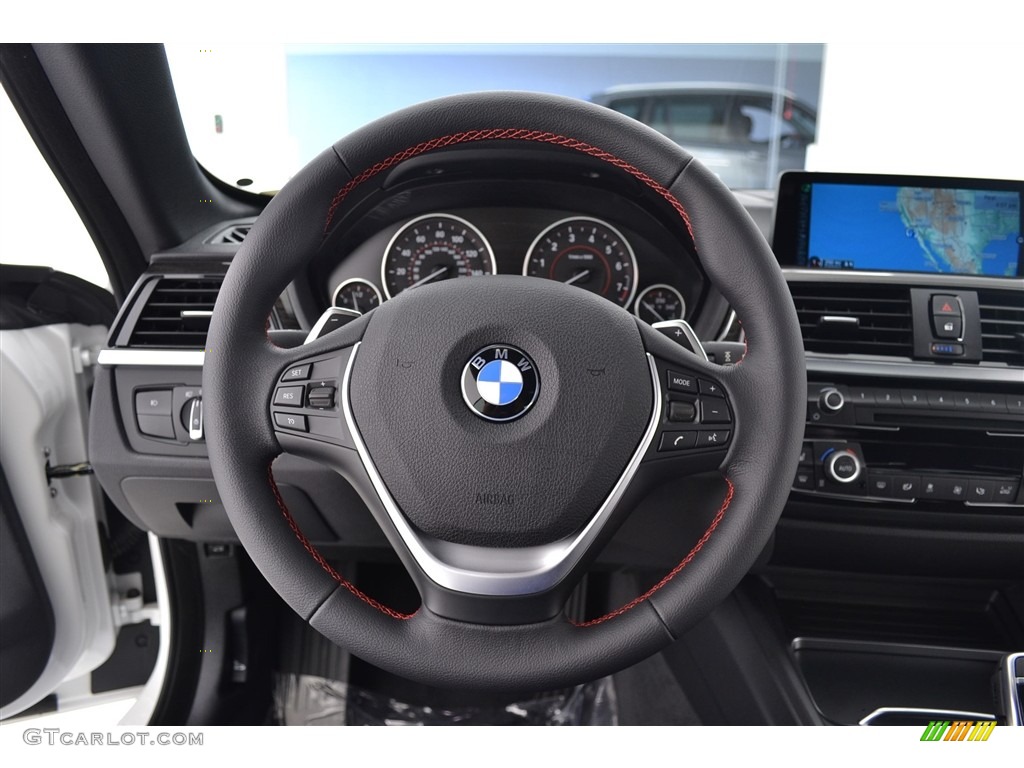 2016 BMW 4 Series 435i Convertible Black Steering Wheel Photo #114245564