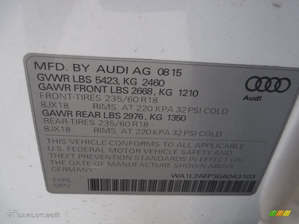 2016 Q5 2.0 TFSI Premium quattro - Glacier White Metallic / Chestnut Brown photo #39