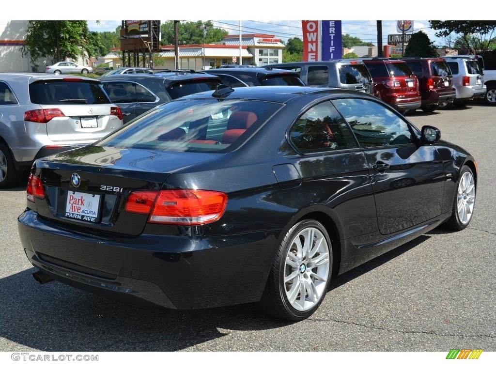 2010 3 Series 328i xDrive Coupe - Jet Black / Coral Red/Black Dakota Leather photo #3