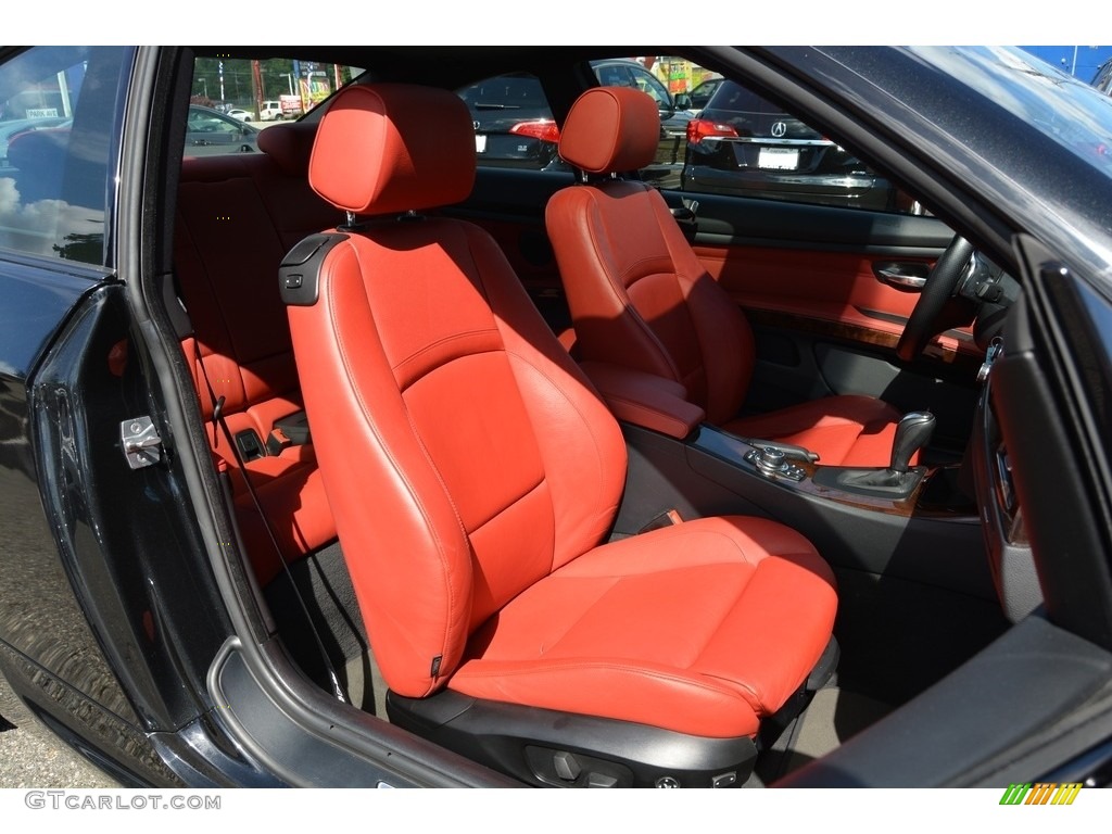 2010 3 Series 328i xDrive Coupe - Jet Black / Coral Red/Black Dakota Leather photo #29