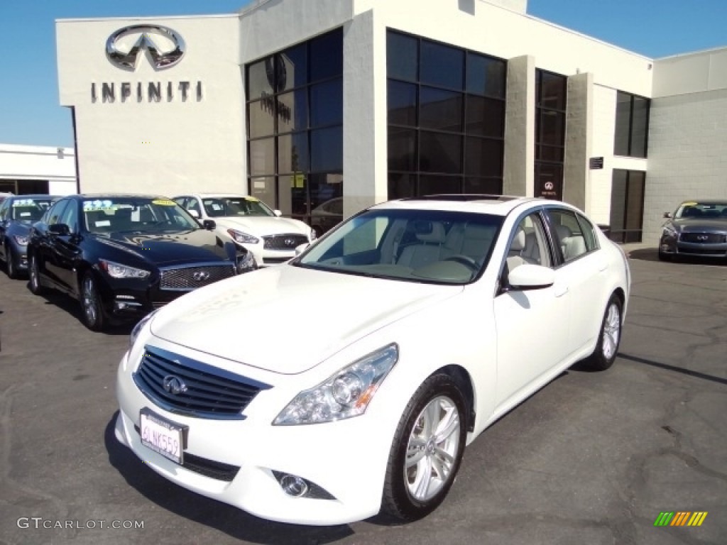 2010 G 37 Journey Sedan - Moonlight White / Stone photo #1