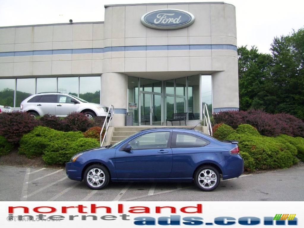 2009 Focus SE Coupe - Vista Blue Metallic / Charcoal Black photo #1