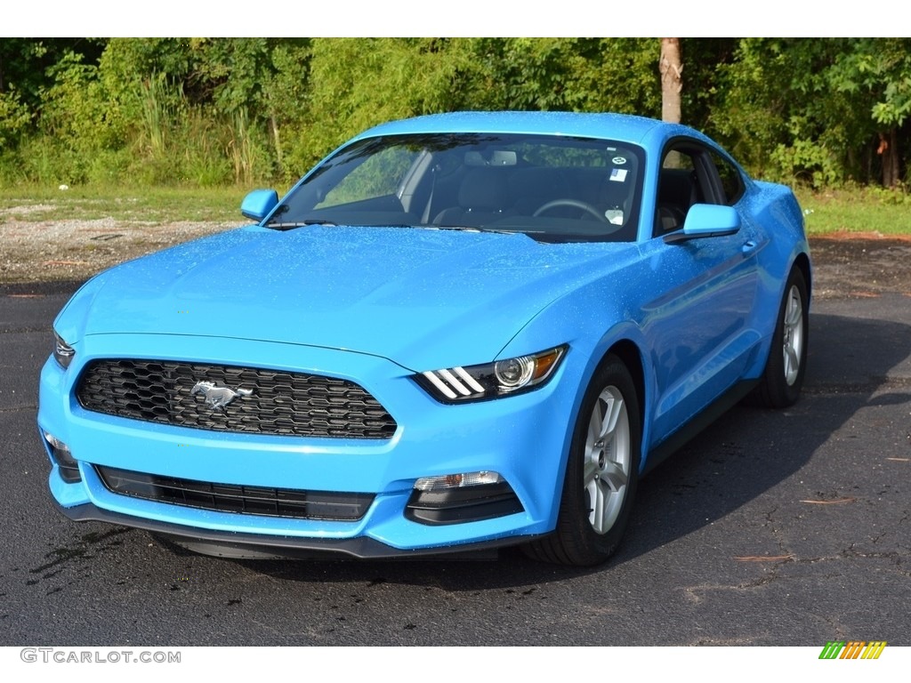 Grabber Blue 2017 Ford Mustang V6 Coupe Exterior Photo #114330921