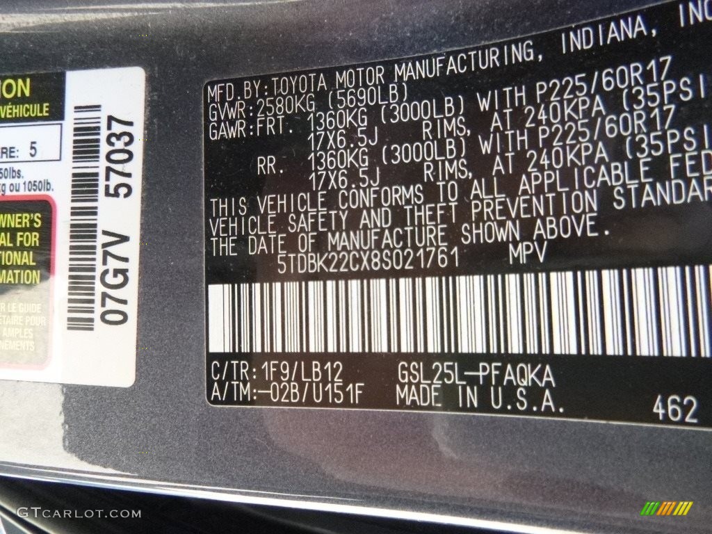 2008 Sienna XLE AWD - Slate Metallic / Stone photo #20