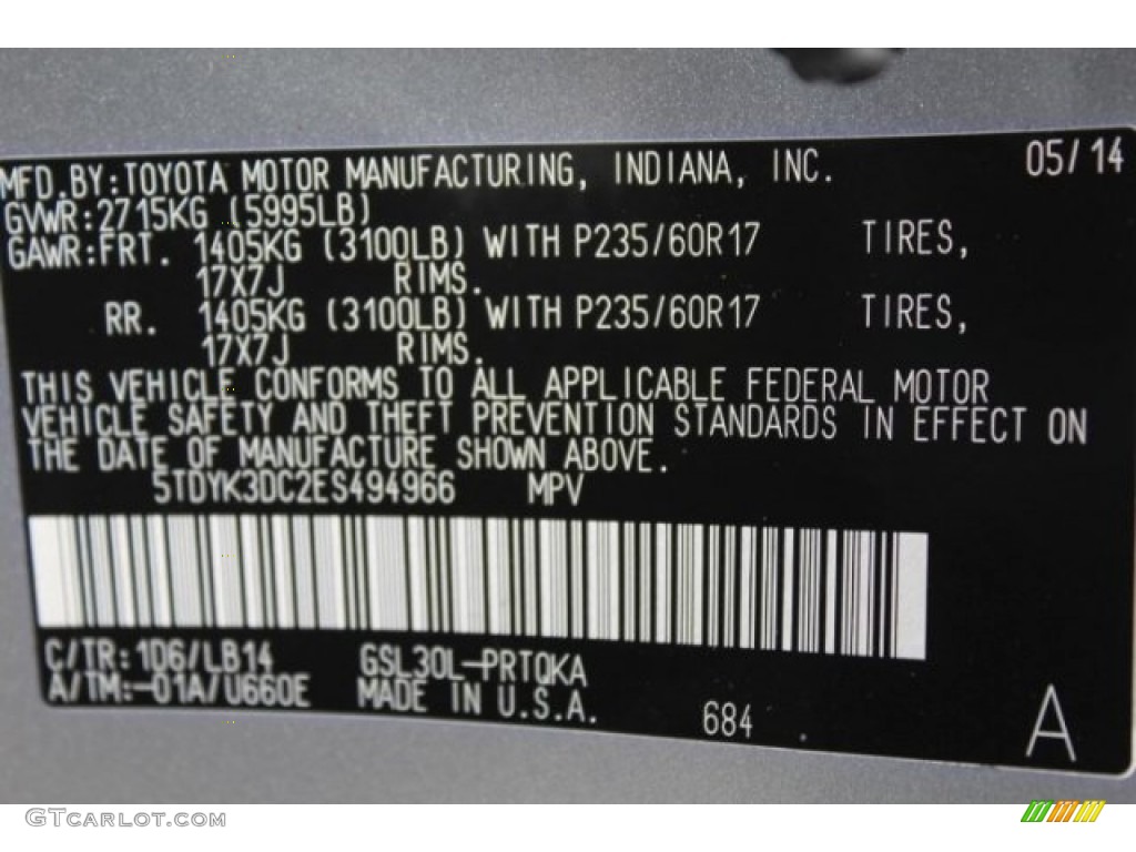 2014 Sienna XLE - Silver Sky Metallic / Light Gray photo #40