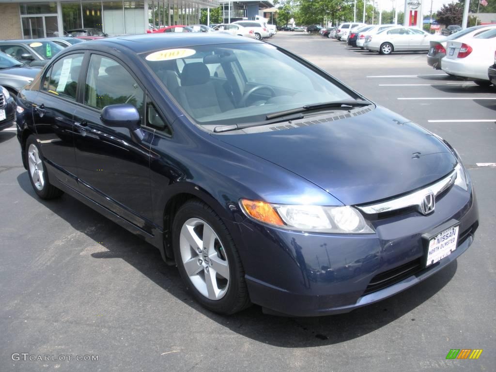 2007 Civic EX Sedan - Royal Blue Pearl / Gray photo #3