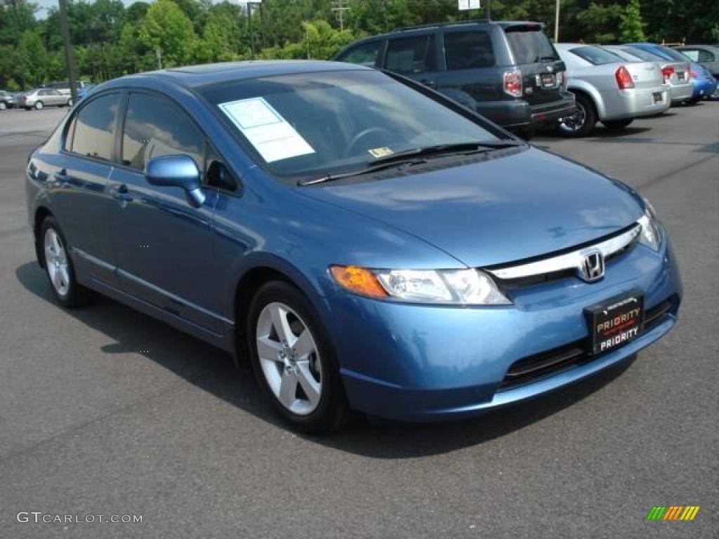 2008 Civic EX-L Sedan - Atomic Blue Metallic / Gray photo #8