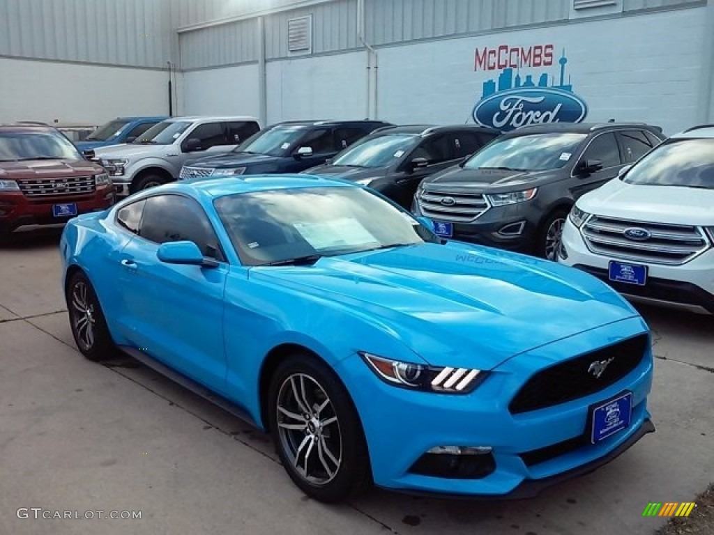 2017 Mustang Ecoboost Coupe - Grabber Blue / Ebony photo #3