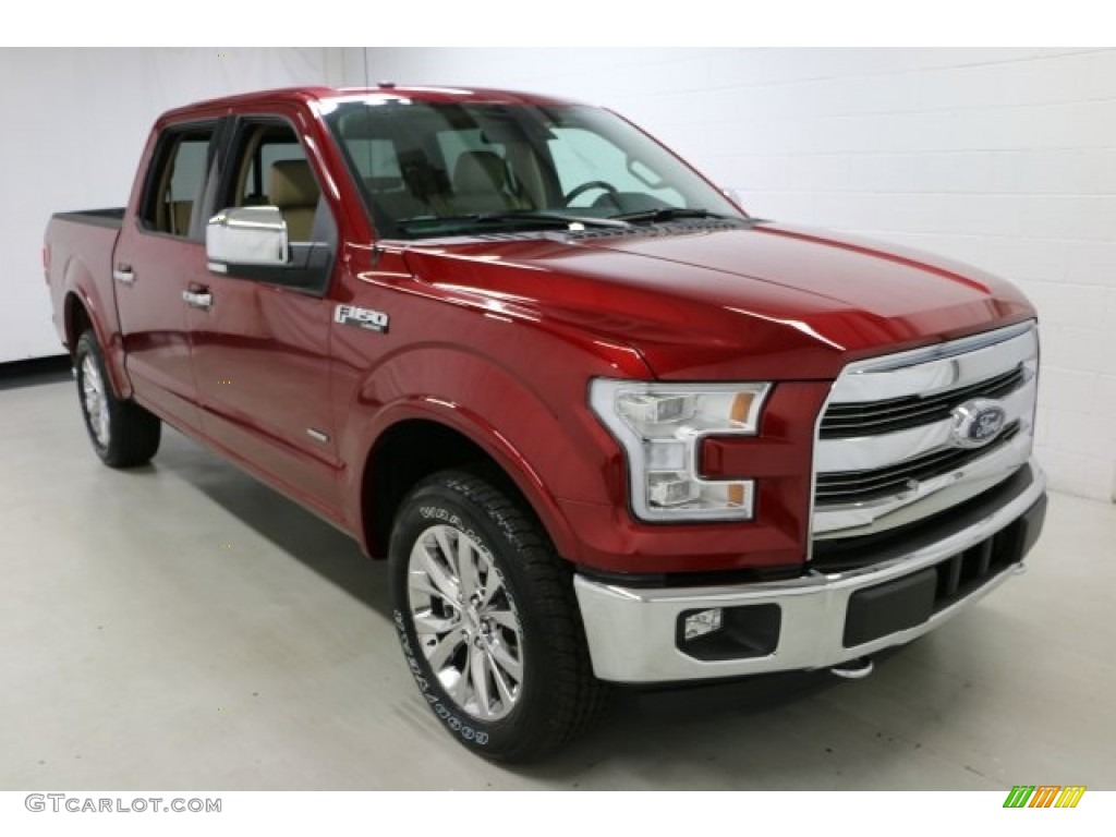 2016 F150 Lariat SuperCrew 4x4 - Ruby Red / Medium Light Camel photo #3