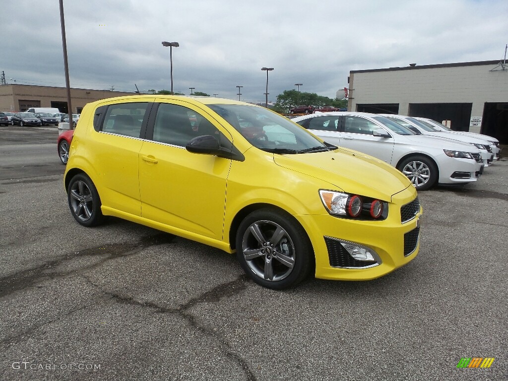Bright Yellow 2016 Chevrolet Sonic RS Hatchback Exterior Photo #114389741