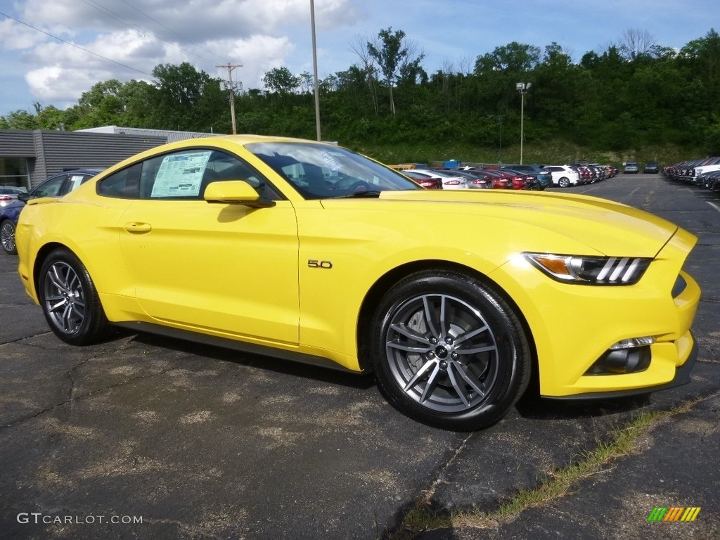 Triple Yellow 2017 Ford Mustang GT Coupe Exterior Photo #114391402