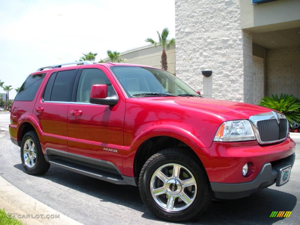 2004 Aviator Luxury - Vivid Red Metallic / Light Parchment photo #4