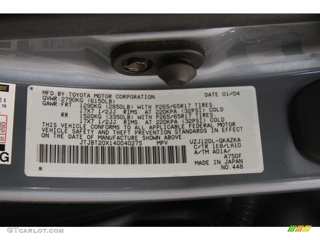 2004 GX 470 - Ash Blue Mica / Dark Gray photo #21