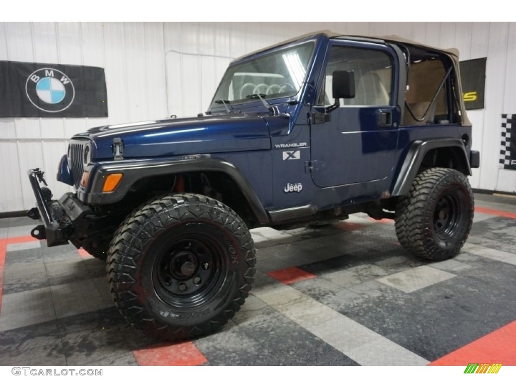 2002 Wrangler X 4x4 - Patriot Blue Pearl / Camel Beige photo #2