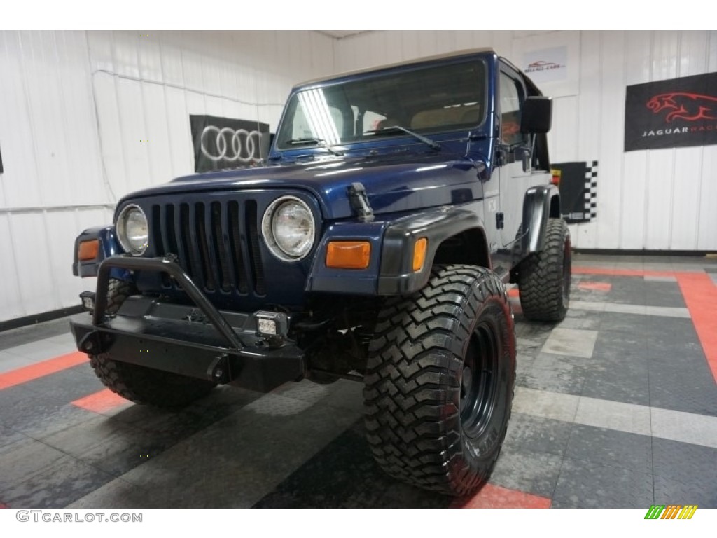 2002 Wrangler X 4x4 - Patriot Blue Pearl / Camel Beige photo #3