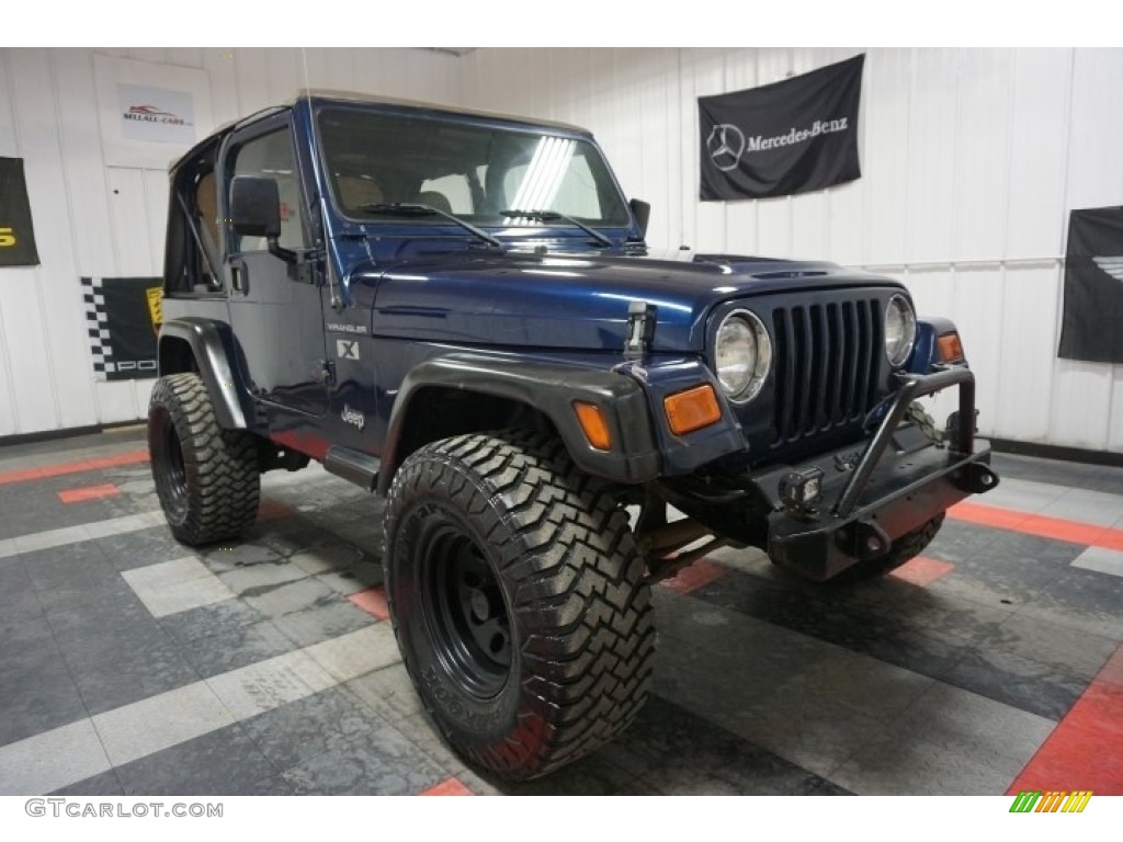 2002 Wrangler X 4x4 - Patriot Blue Pearl / Camel Beige photo #5