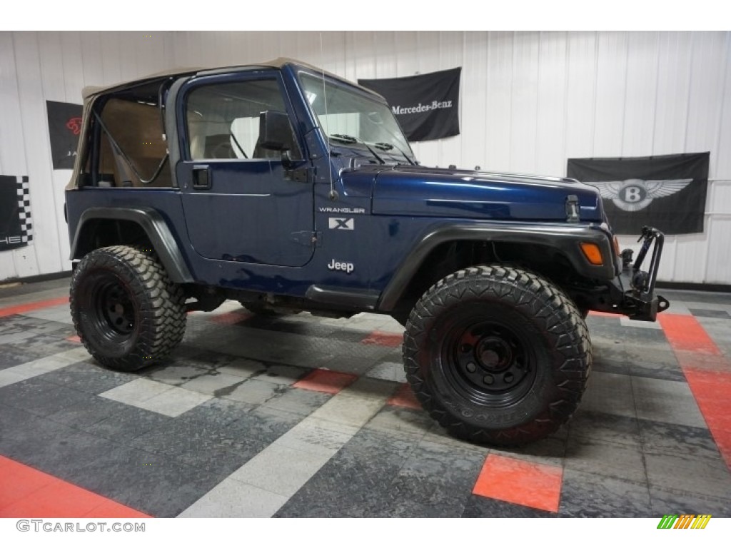 2002 Wrangler X 4x4 - Patriot Blue Pearl / Camel Beige photo #6