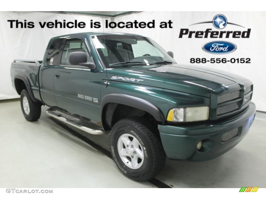 2001 Ram 1500 SLT Club Cab 4x4 - Forest Green Pearl / Agate photo #1