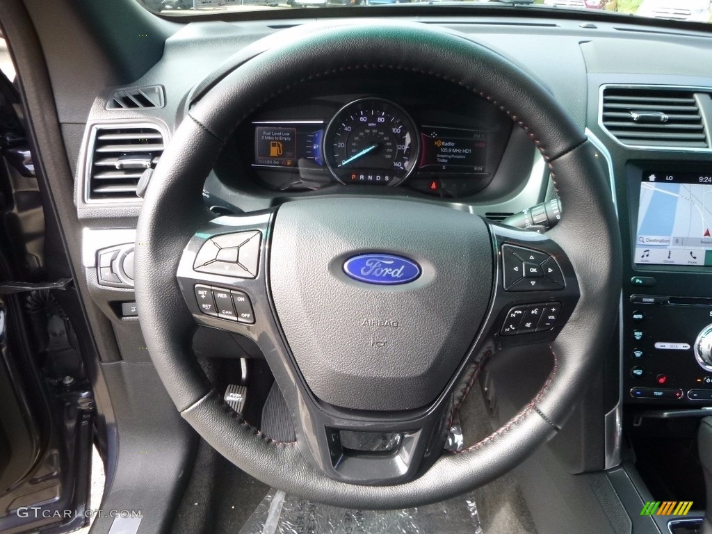 2017 Ford Explorer Sport 4WD Ebony Black Steering Wheel Photo #114413665