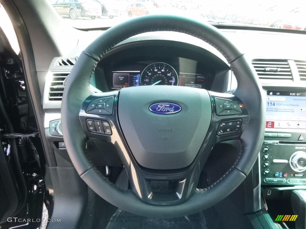 2017 Ford Explorer Sport 4WD Ebony Black Steering Wheel Photo #114414220