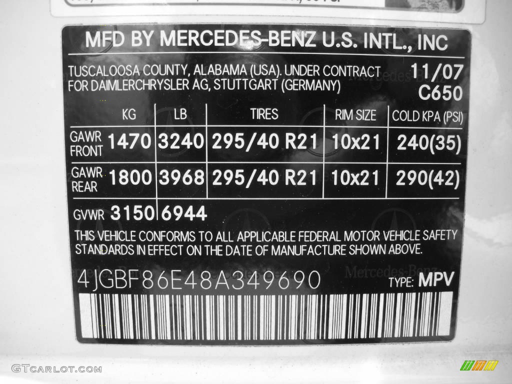 2008 GL Color Code 650 for Arctic White Photo #11441464