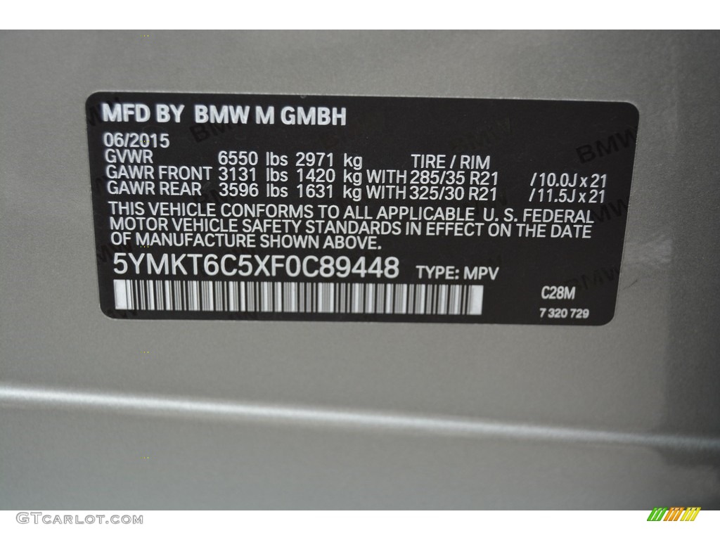 2015 X5 M Color Code C28M for Donington Gray Metallic Photo #114430147