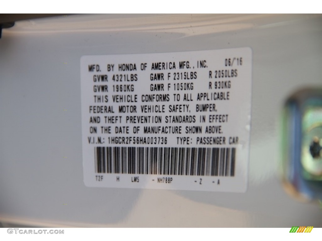 NH788P 2017 Honda Accord Sport Sedan Parts