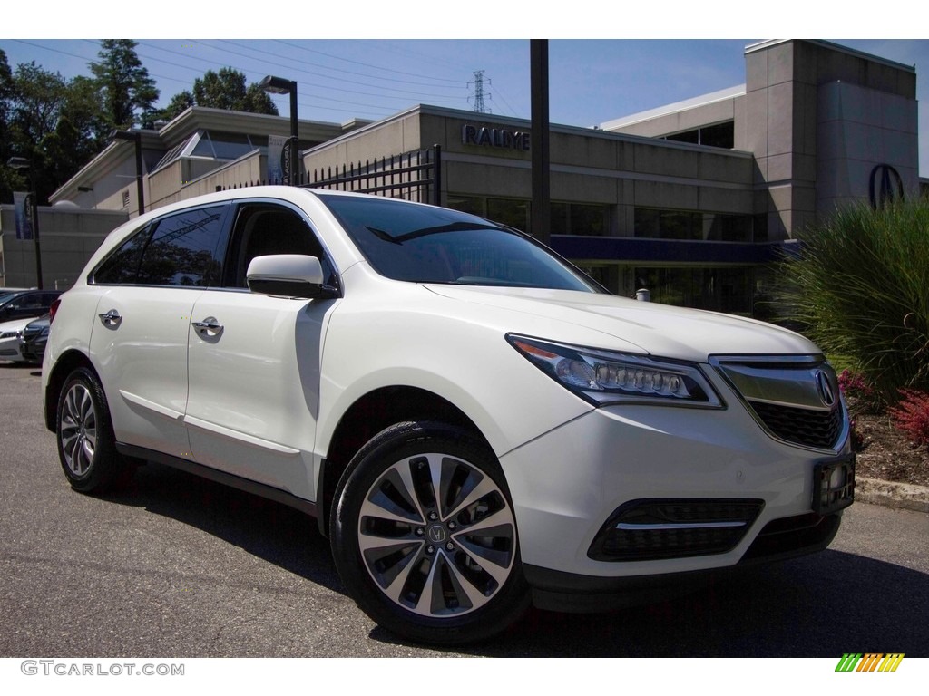 2014 MDX SH-AWD Technology - White Diamond Pearl / Eucalyptus photo #1