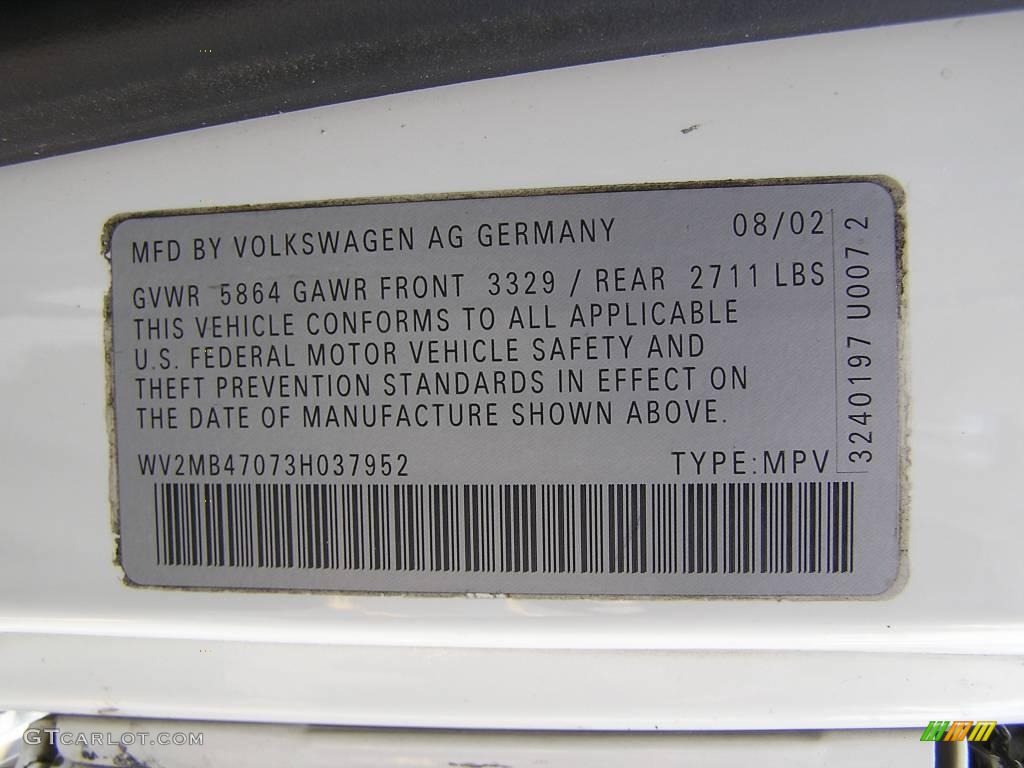 2003 EuroVan MV - Arctic White / Gray photo #20