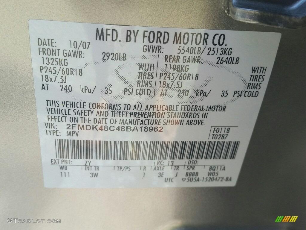 2008 Edge SEL AWD - Vapor Silver Metallic / Charcoal photo #33