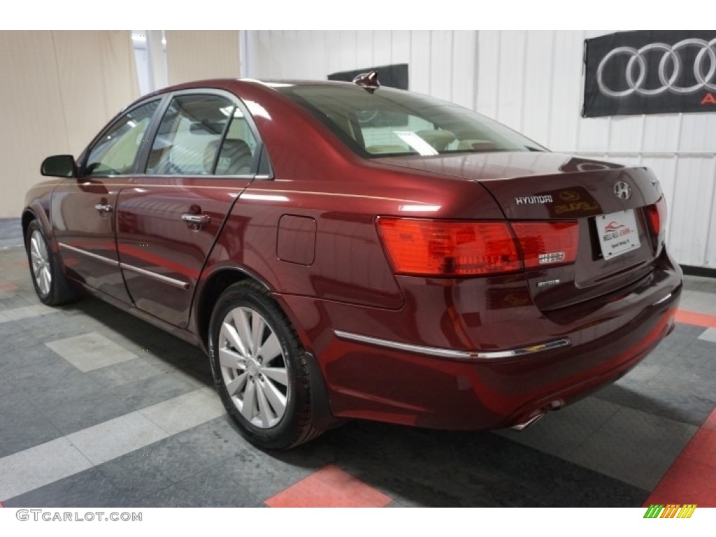2009 Sonata Limited V6 - Dark Cherry Red / Camel photo #10