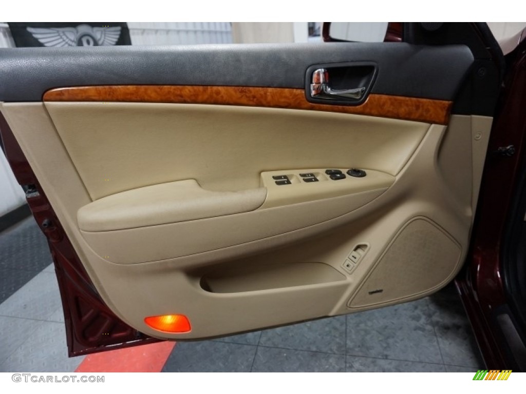 2009 Sonata Limited V6 - Dark Cherry Red / Camel photo #12