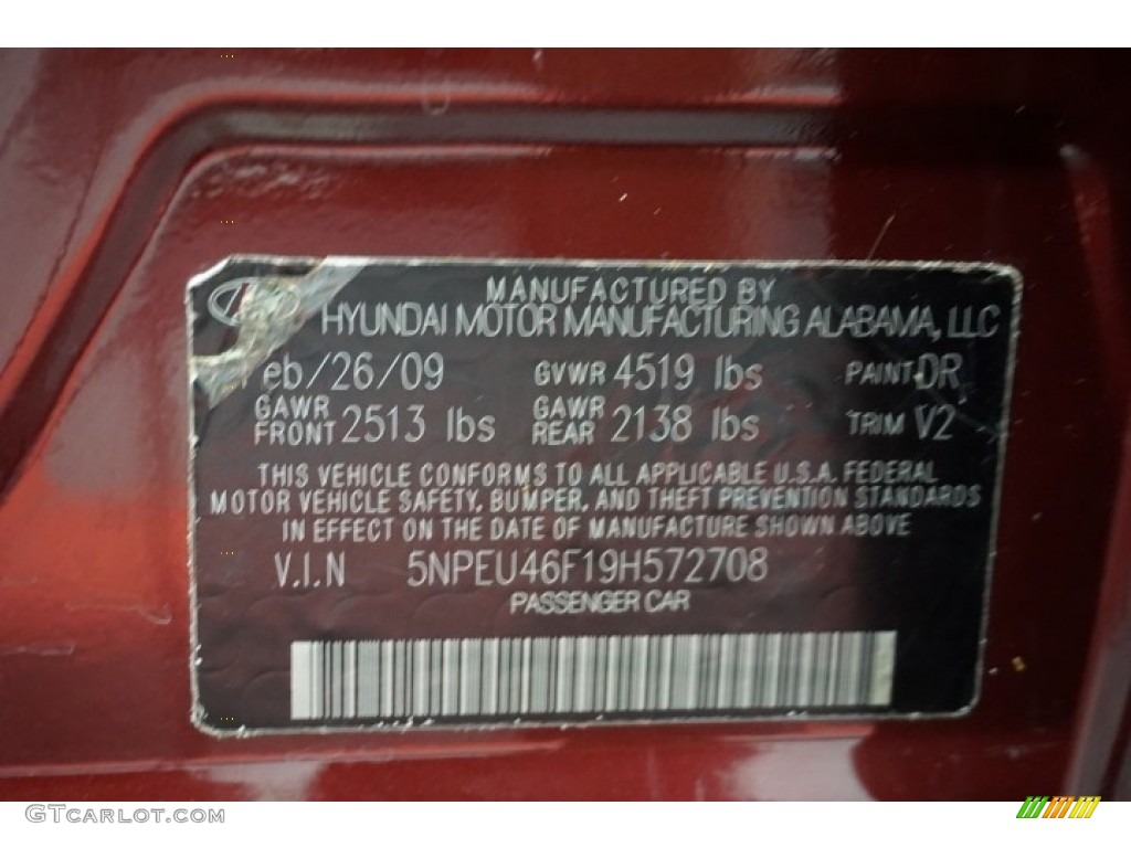 2009 Sonata Limited V6 - Dark Cherry Red / Camel photo #14