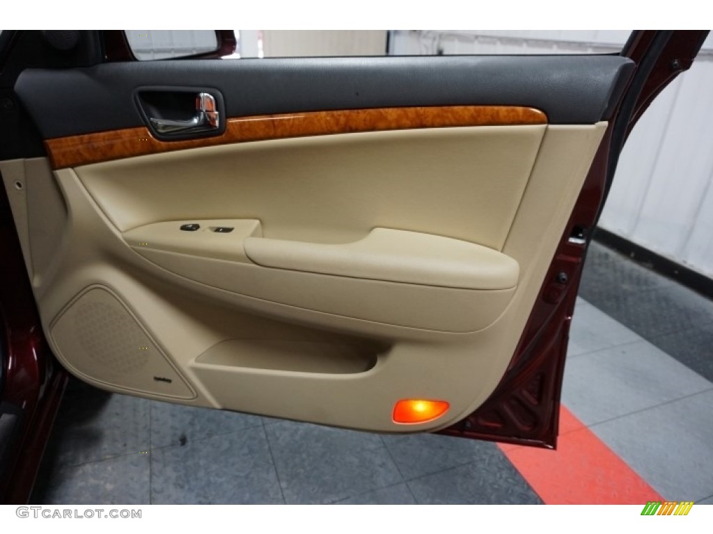 2009 Sonata Limited V6 - Dark Cherry Red / Camel photo #17