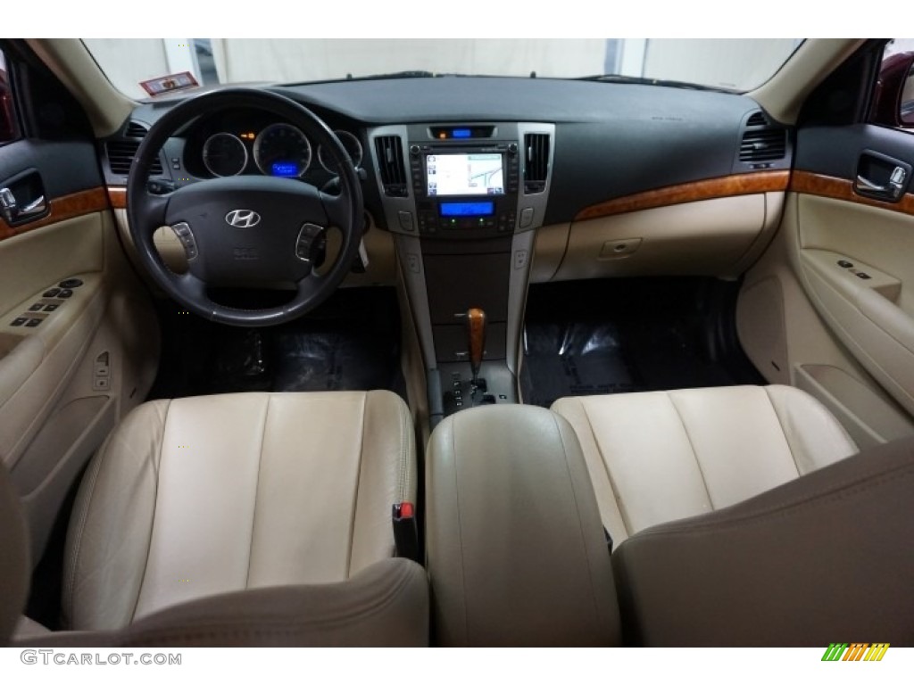 2009 Sonata Limited V6 - Dark Cherry Red / Camel photo #26