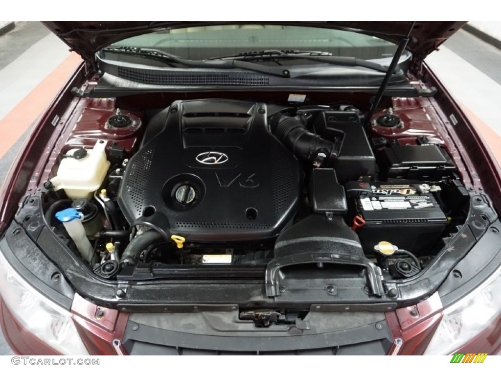 2009 Sonata Limited V6 - Dark Cherry Red / Camel photo #51