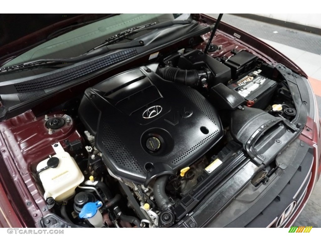 2009 Sonata Limited V6 - Dark Cherry Red / Camel photo #53