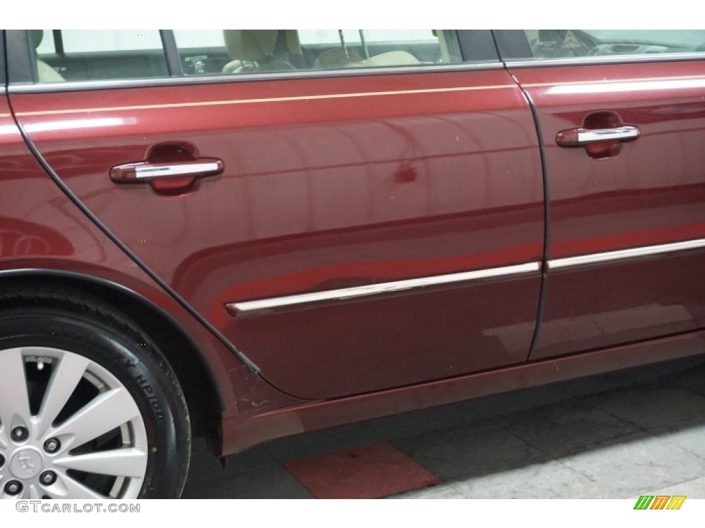 2009 Sonata Limited V6 - Dark Cherry Red / Camel photo #65