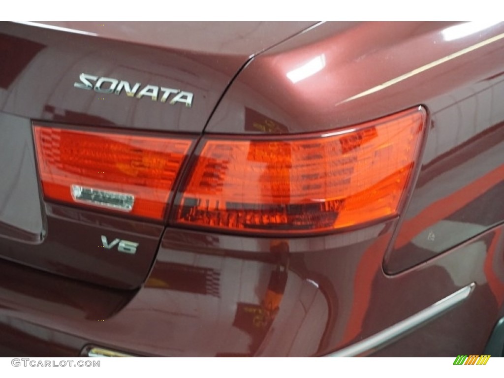 2009 Sonata Limited V6 - Dark Cherry Red / Camel photo #69