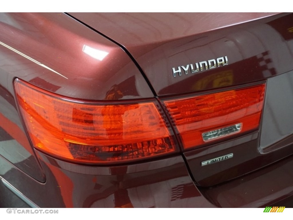 2009 Sonata Limited V6 - Dark Cherry Red / Camel photo #70