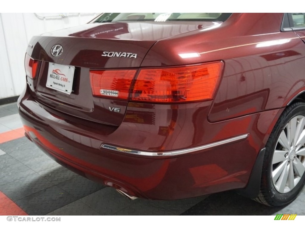 2009 Sonata Limited V6 - Dark Cherry Red / Camel photo #72