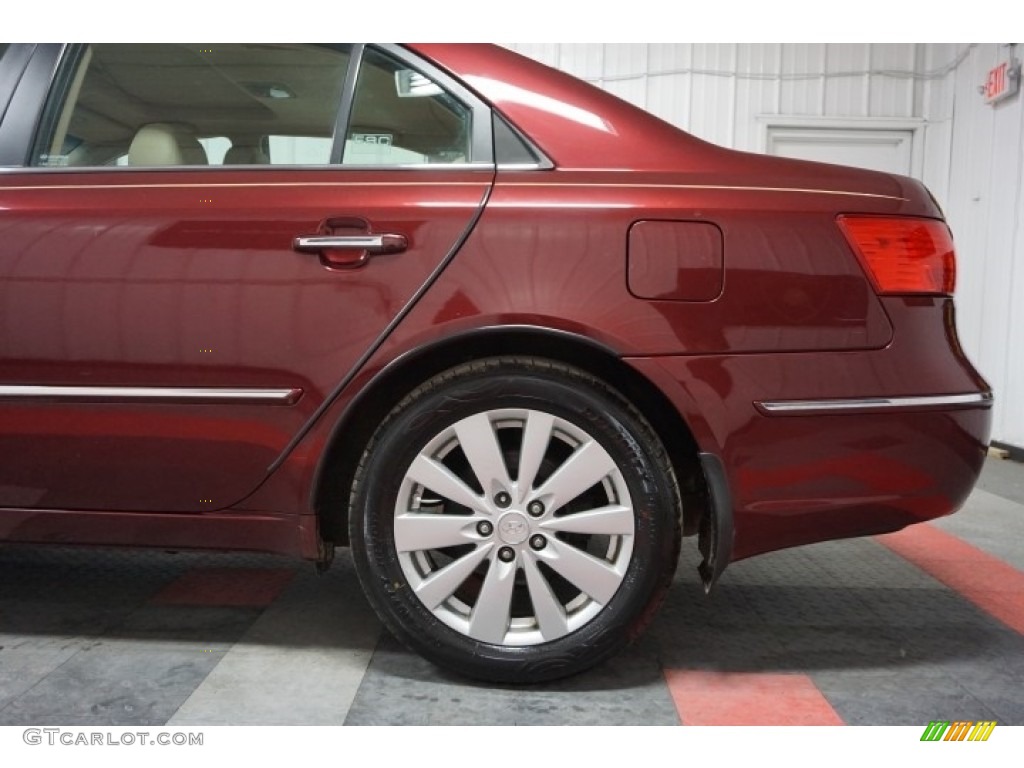 2009 Sonata Limited V6 - Dark Cherry Red / Camel photo #74