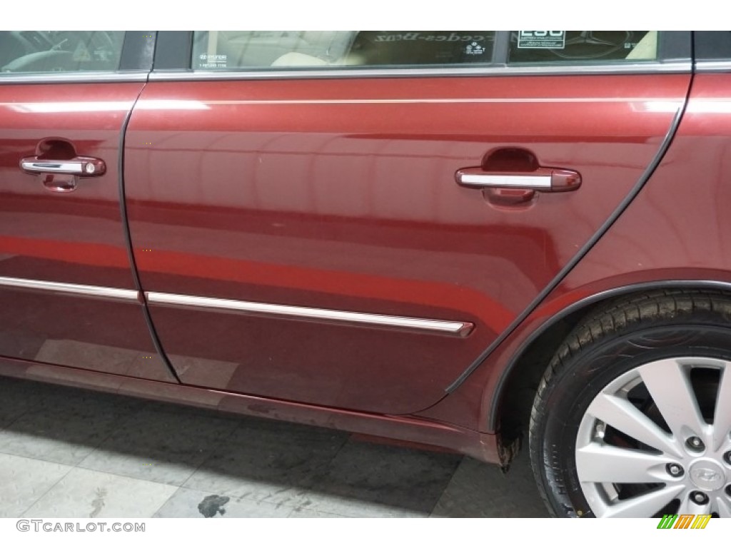 2009 Sonata Limited V6 - Dark Cherry Red / Camel photo #77