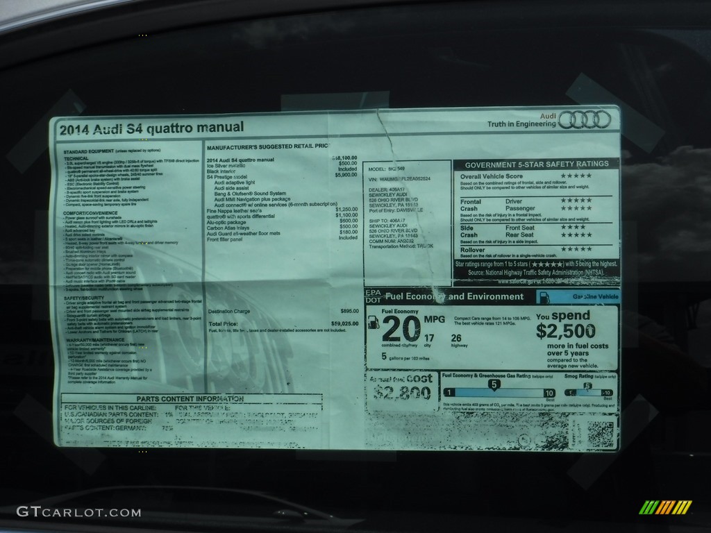 2014 S4 Prestige 3.0 TFSI quattro - Ice Silver Metallic / Black photo #12