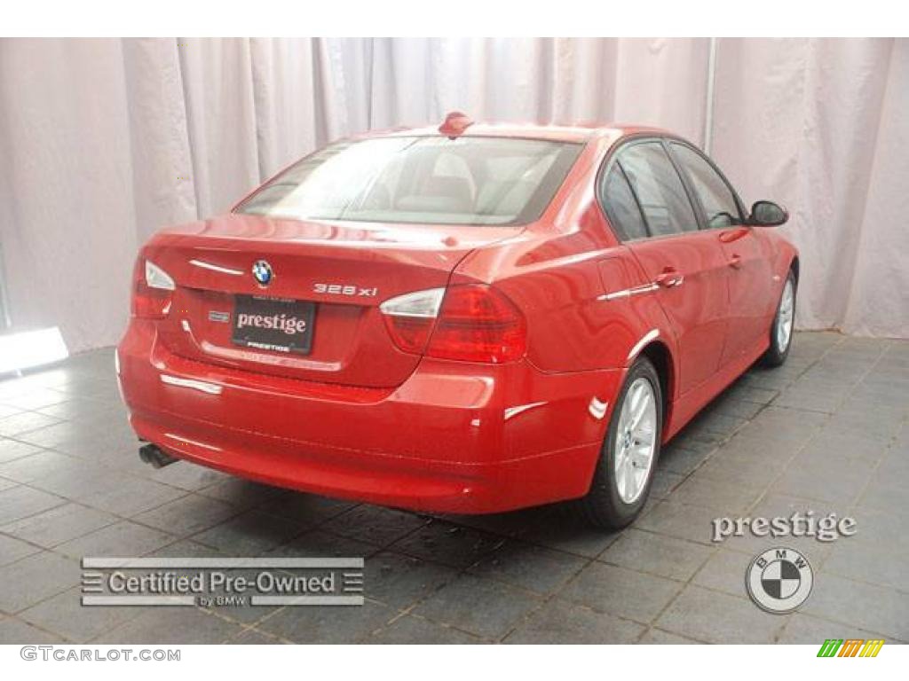 2007 3 Series 328xi Sedan - Crimson Red / Grey photo #5