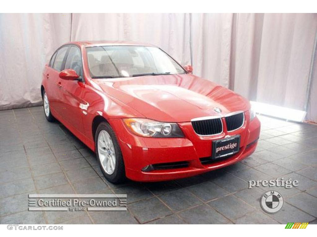 2007 3 Series 328xi Sedan - Crimson Red / Grey photo #7