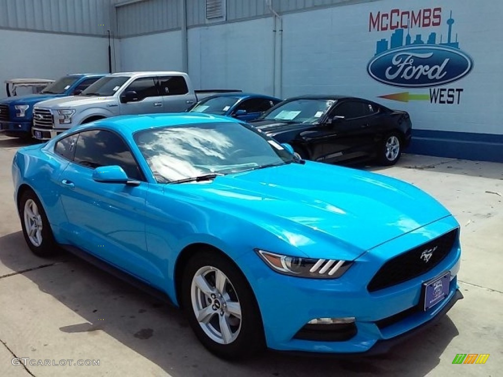 2017 Mustang V6 Coupe - Grabber Blue / Ebony photo #1